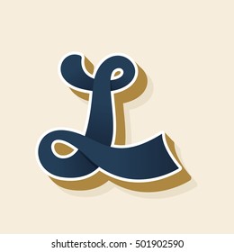 L letter logo in vintage style. Vector elements for sportswear, barber, restaurant, card, label or poster.