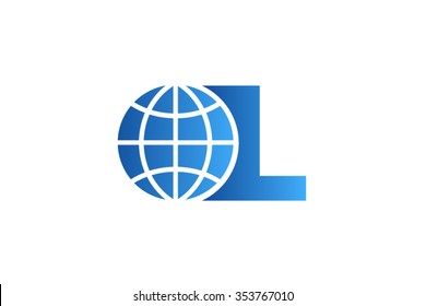 L letter Logo, world globe logo design.