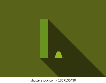 L Letter with long shadow, green colors cutting style. For logo, brand label, design elements, corporate identity, application & more. Vector editable illustration.