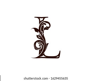 L Letter Luxury Logo. Brown L With Classic Leaves Shape design perfect for fashion, Jewelry, Beauty Salon, Cosmetics, Spa, Hotel and Restaurant Logo. 