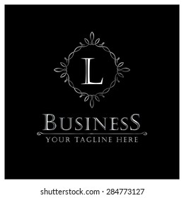 L letter Luxury Logo template flourishes calligraphic elegant ornament lines. Business sign, identity for Restaurant, Royalty, Cafe, Hotel, Heraldic, Jewelry, Fashion and other vector illustration