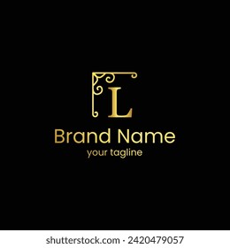 L Letter luxury monogram logo design template