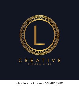 L letter luxury style flourishes ornament logo design Template with vector illustration.