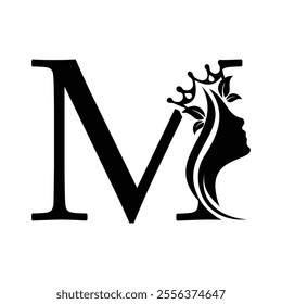 l letter M beauty women face logo design Letter M Beauty Face Logo Unique and luxury feminine vector illustration