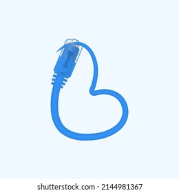 L letter made blue network cable. Vector ethernet rj45 digital cable design font for technology logo and headlines, digital logo, electrick bussines corporate identity and more