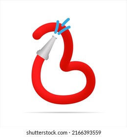 L letter made by red fire hose. Isolated bright vector typeface, app logo, creative design, and more