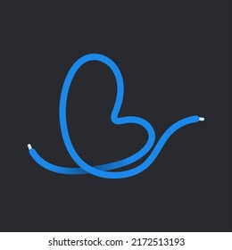 L letter made shoelace. Vector isolated font for app logo, sport design, creative template and more