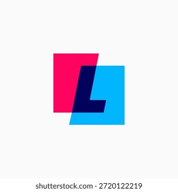 Ilustración de icono de Vector de logotipo cuadrado de marca de letra L