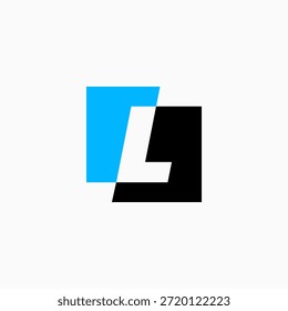 Ilustración de icono de Vector de logotipo cuadrado de marca de letra L