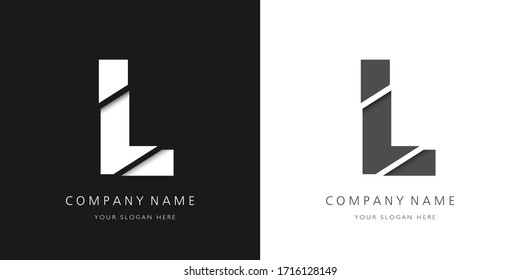 L letter modern logo broken design