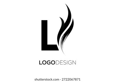 Logotipo del monograma de la letra L con el trazo artístico del cepillo para la identidad moderna de la marca