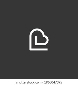 L letter monoline logo concept with Love
