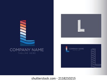 L letter with ocean waves and sunset beach vibes. Font style, vector design template elements for your travel, tour, vacation, and summer party corporate identity.