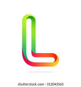 L letter one line colorful logo. Abstract trendy multicolored vector design template elements for your application or corporate identity.