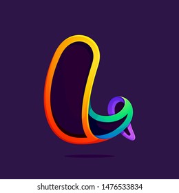 L letter one line rainbow colors logo. Font style, vector design template elements for your application or corporate identity.