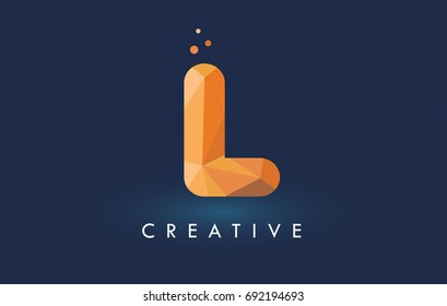 L Letter With Origami Triangles Logo. Creative Yellow Orange Origami Design Letters.