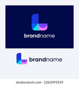 L Letter Overlapping Shape Logo Design