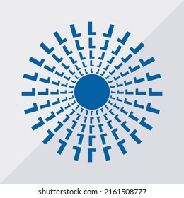 L letter patterns conceptual mandala vector illustration. L text textures mandala design. Blue concept simple mandala vector design.