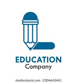 L letter with pencil design logo template illustration. Suitable for education