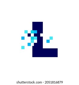 l letter pixel mark digital 8 bit logo vector icon illustration