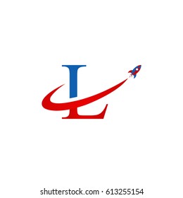 L letter rocket logo design