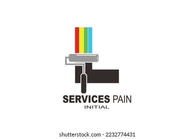 L Letter Roller paint services Vector logo template.