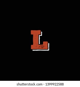 L letter rusted shadow icon logo vector