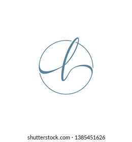 L Letter Script Luxury Circle Logo Designs