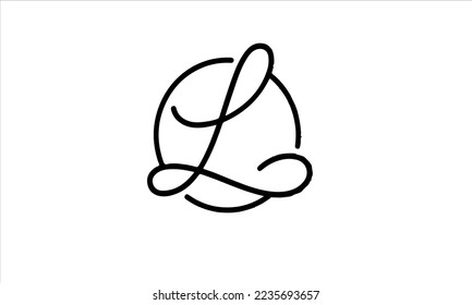 L letter script luxury circle logo designs