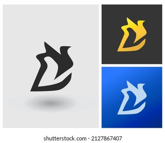 L Letra forma Idea de logotipo para compañía con forma de ave