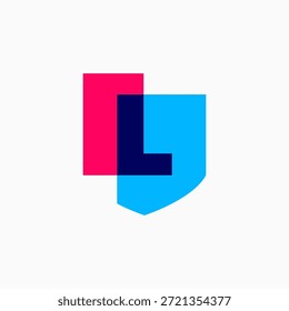 L letra proteção de escudo segurança logotipo ícone de vetor ilustração