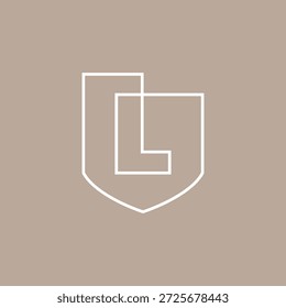 L Letra Escudo Protección Logotipo de seguridad Ilustración de icono de Vector
