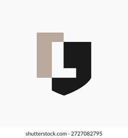 Ilustración de icono de Vector de logotipo de seguridad de protección de letras L