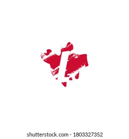 L Letra Splatter Espacio negativo icono del logotipo. Letra espacial oculta en el diseño de forma de salpicadura de tinta.