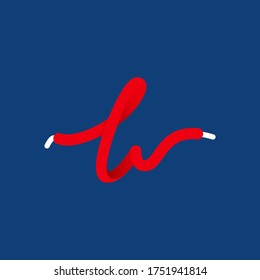 L letter sport logo formed by shoe lace. Vector handwritten script font can be used for workout labels, race headlines, fitness posters, delivery cards etc.
