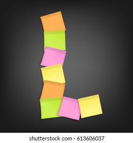 L letter. Sticky. Vector illustration
