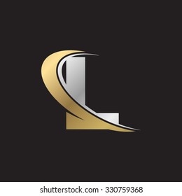 L letter swoosh golden logo