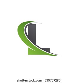 L Letter Swoosh Green Logo
