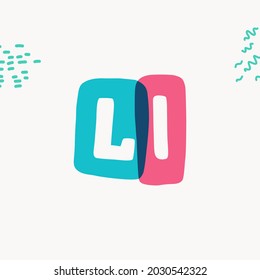 L letter typewriter-inspired logo with bold slab serif letters in colorful frames. Hand-drawn style font for cool lettering with multiply effects, sale stickers, or blog headlines.