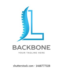 L Letter vector logo template with backbone symbol. Can be use for initial logo and suitable for chiropractic, consulting and anatomical business.
