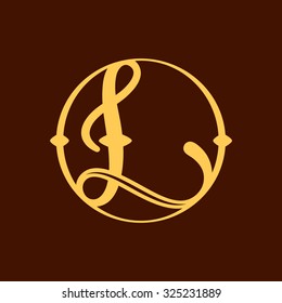 L letter in vintage circle. Vector repair design template elements for your application or corporate identity.