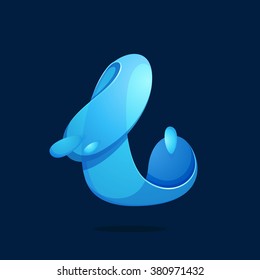 L letter with water waves and drops. Font style, vector design template elements for your ecology application or corporate identity.