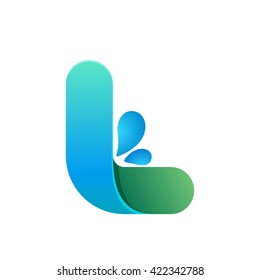 L letter with water waves and drops. Font style, vector design template elements for your ecology application or corporate identity.