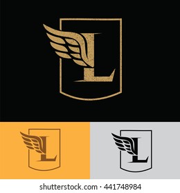 L letter with wing logo design template elegant ,luxury concept.