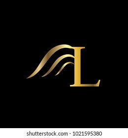 L letter wing vector logo. Wing icon. Fly emblem (sign, symbol)