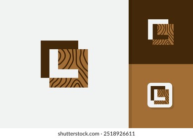 Plantilla de Vector de diseño de logotipo de madera L Letter