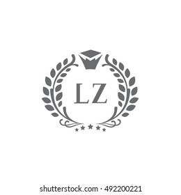 L letter and Z letter crown and graduation cap vector logo template. School or university sign (symbol, icon, emblem)