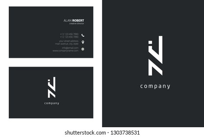 I & L line logo joint letter design with business card template