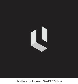 Logotipo de ilusão de vetor de tecnologia L line square