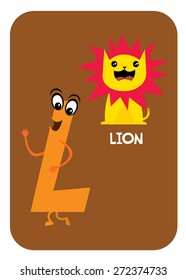 L Lion Alphabet Flashcards Template Baby Stock Vector (Royalty Free ...